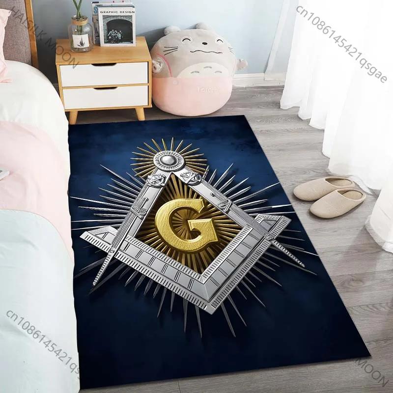 15 Sizes Cool Franc-maçonnerie Printed Carpet Indoor Floor Mats for Bedroom Living Room Kids Room, Office Large Decorative Rugs