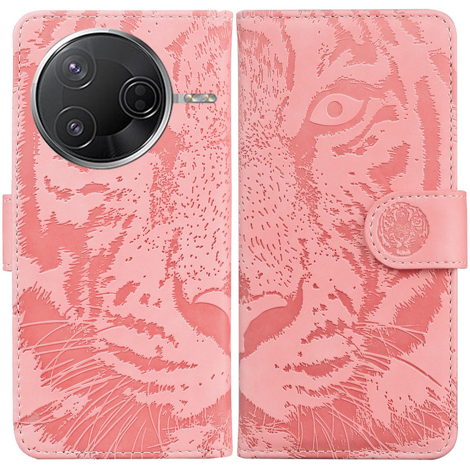 

For Xiaomi Poco F7 Pro 5G/F7 Ultra 5G/Redmi K80 Pro 5G/K80 5G Case Tiger Imprint Leather Wallet Phone Cover Pink