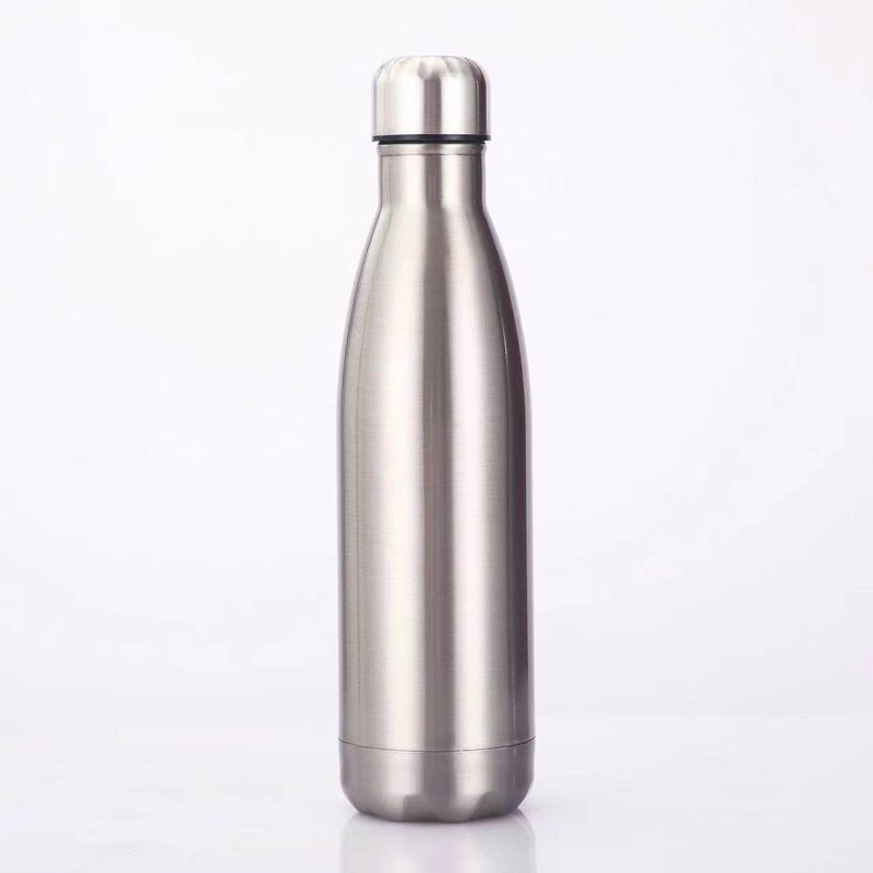 

304 Stainless Steel Large-Capacity Thermos Cup, Sports Water Bottle, Outdoor Thermos Bottle, Printed Cola Bottle Steel Color [Cup Body Without Lid] 500ml