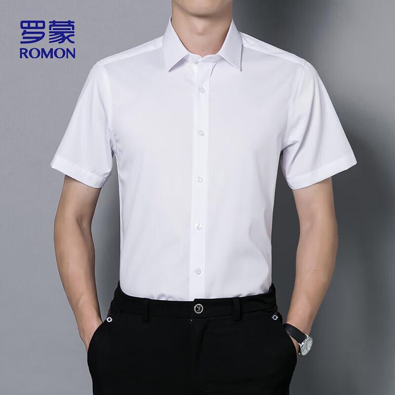 ROMON Men's Non-Iron Breathable Short Sleeve Shirt