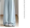 Damen High Waist Blaue Milch Puff Hose - Sommer 2026 Schlankmachende Weiter Bein mit Eis-Drapierung