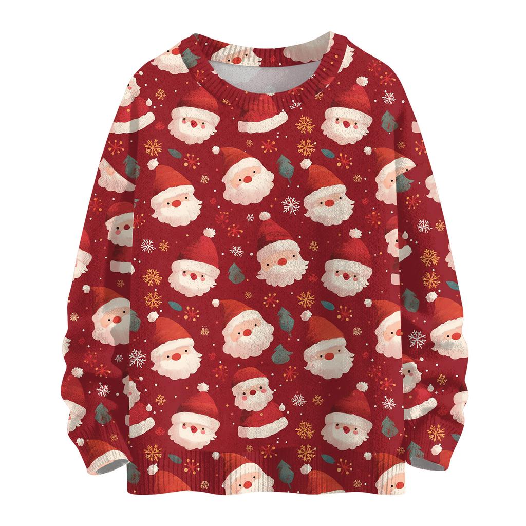 Women's Casual Long Sleeve Woolen Christmas Sweatshirt Fall  Vacation Long Sleeve Pullover