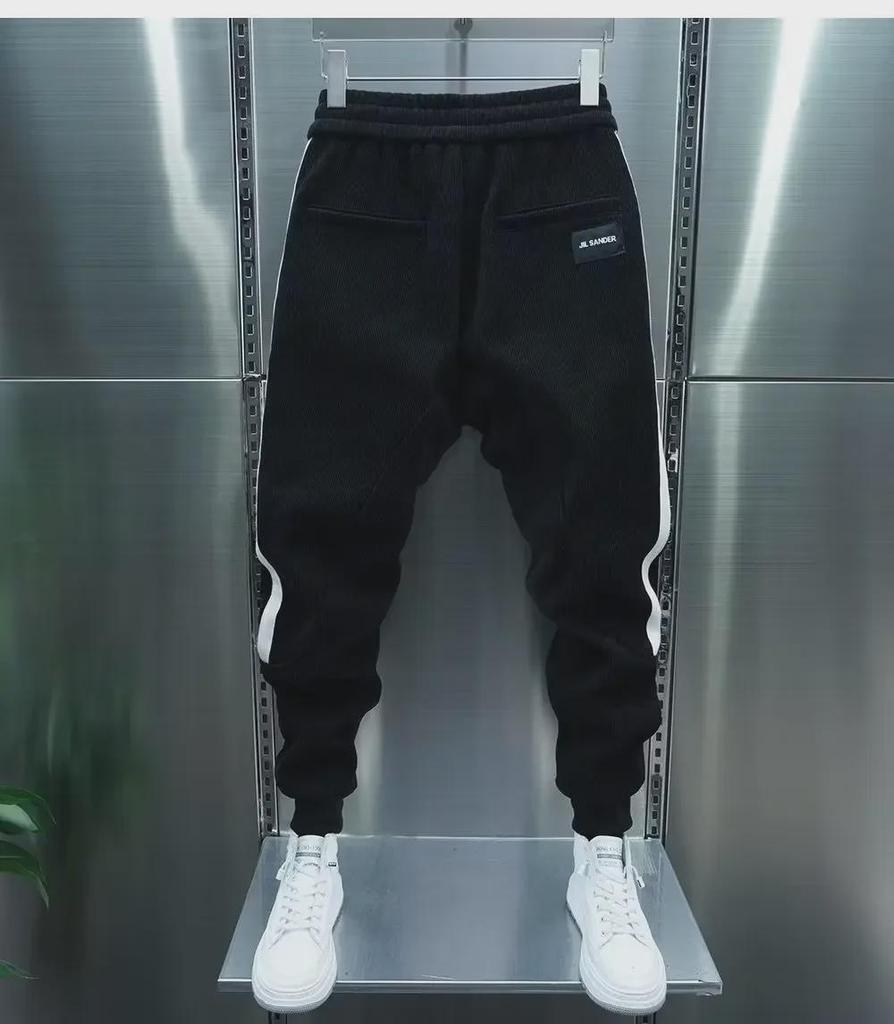 Pánské 2023 Podzim/Zima Volné Sportovní Tepláky se Širokými Nohavicemi se Sametem