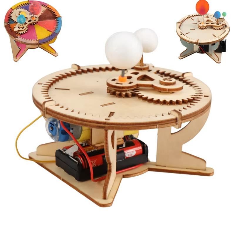 Zestaw Mechaniczny Model Układu Słonecznego DIY Astronomia Słońce Ziemia Księżyc Planeta STEM Zestaw do Eksperymentów Zabawka Edukacja Naukowa Drewniane Puzzle