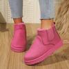 Botas de Neve Femininas Largas com Sola Tratorada, Botins Antiderrapantes Forrados de Pelúcia, Botas de Tornozelo Quentes de Inverno Atacado
