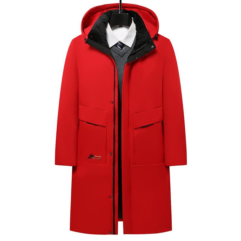 Winter Warm Long Down Coat for Men, Plus Size Knee-Length Outerwear for Middle-Aged and Older