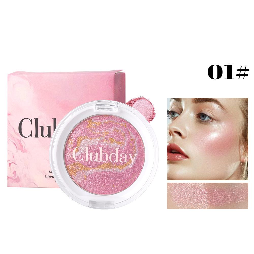 Clubday Tri-Color Shimmering Marble Highlighter & Blush Palette