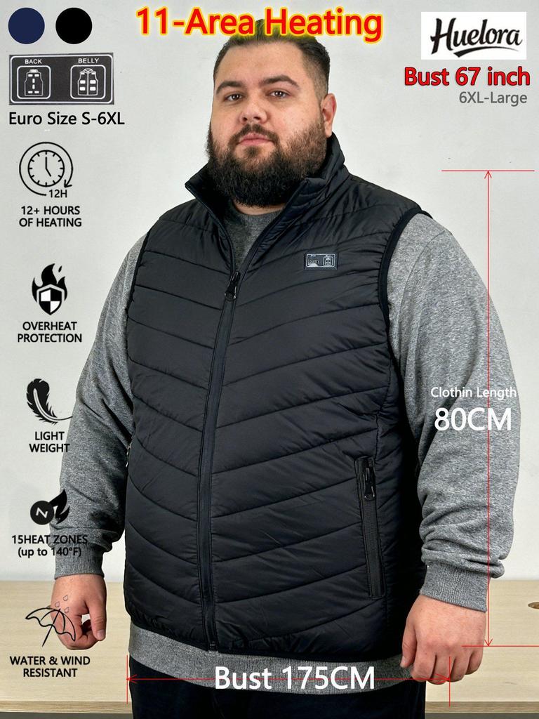 Unisex Plus Size Cotton Heated Vest with Rechargeable Smart Temperature Control