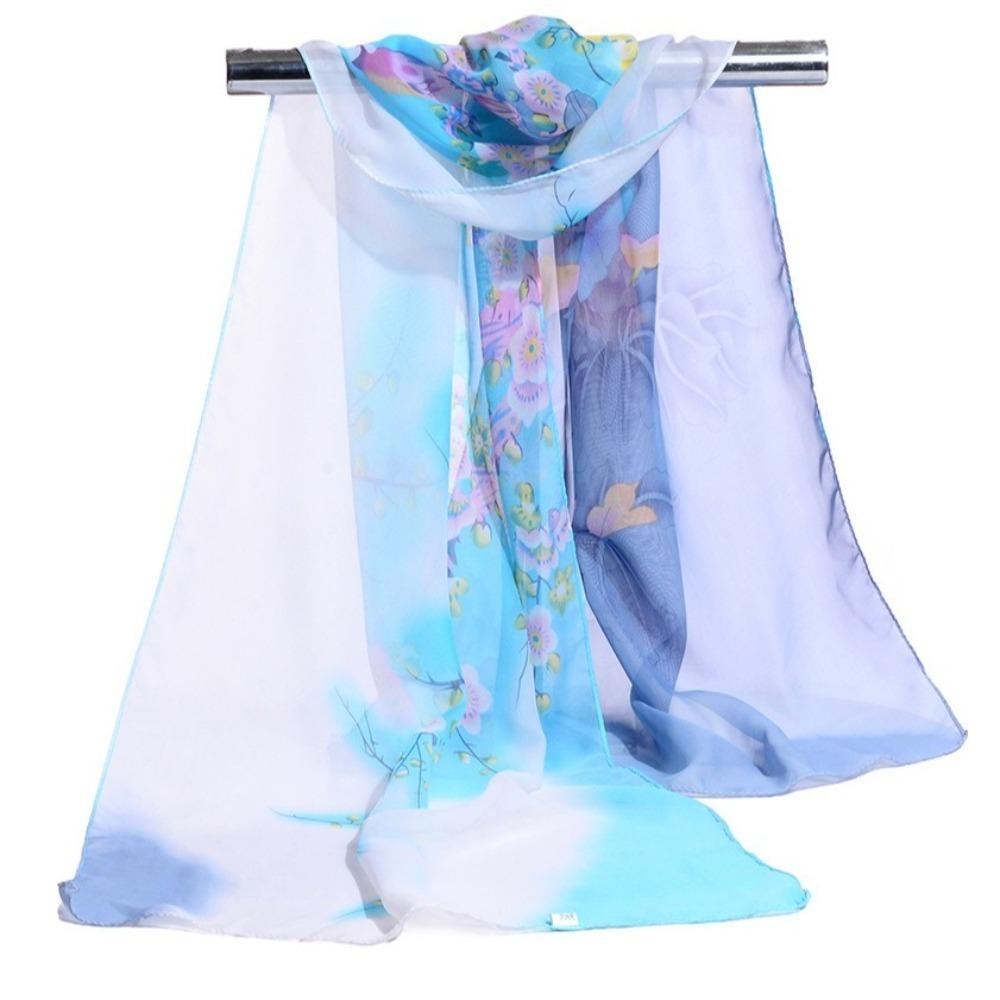Flower Print Shawl Silk Sun Protection Beach Scarves Fashion Wrap Hijab  Women
