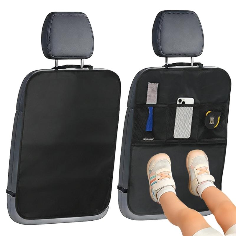 Car Seat Protector Auto Seat Back Covers Kick Mat Protect from Dirt Mud Water Resistant Kick Protector with Pockets