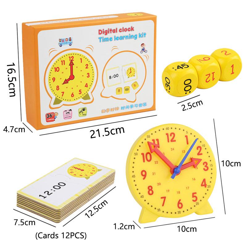 Wooden Clock Dice Montessori Math Toys Time Activity Set Time Matching Puzzle Preschool Tactile Learning Clock Educational Toys