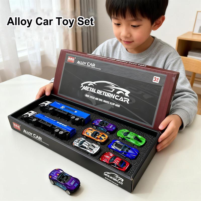 Neues Legierungsauto-Set Modell Hohe Simulation Druckguss Rückzieher Renn-Transport-LKW Serie Spielzeug Kindergeburtstagsgeschenk