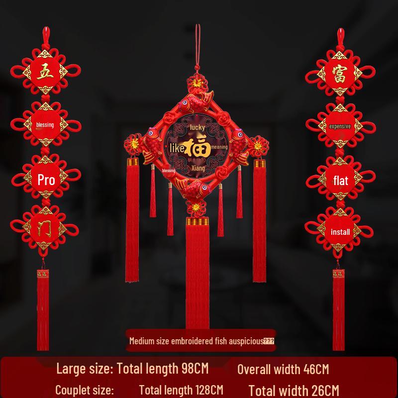 Großer Pfirsichholz Fu-Zeichen Anhänger für das Wohnzimmer: Chinesische Knoten-Dekoration für Wand oder Tür