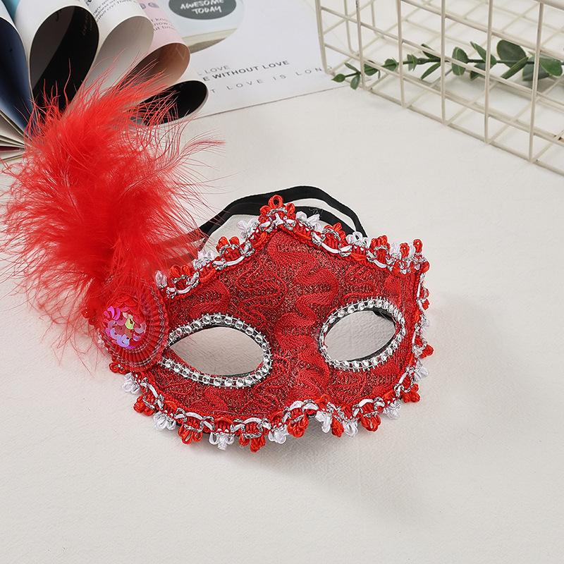 Sexy Half Face Lace Masquerade Mask 8 Colors Optional Feather Decoration Mini Hat Halloween Party Makeup Costume Prop For Women