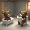 Cute Reading Cow Statue Scottish Highland Cow Resin Figurines Funny Bathing & Desk Decoration Home Bathroom Office Holiday Gift