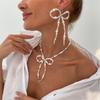 Elegantes Perlen-Schleifen-Halsketten- und Ohrring-Set für Damen Stilvoller Schmuck für den Alltag Besondere Anlässe