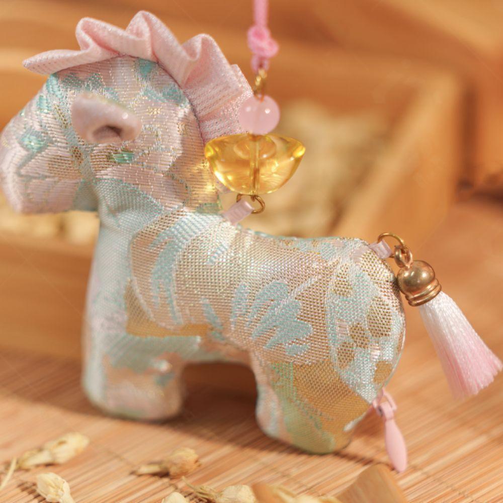 Brocade Zodiac Horse Sachet Embroidery Refillable Bag Horse Hanging Decoration Chinese Style Zipper Design Pony Car Pendant Gift
