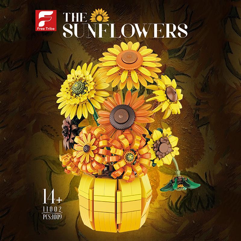 1009PCS Sunflower Building Blocks Flower Bouquet With Vase Model Bricks Home Decoration Kids Educational Toys Adult Holiday Gift