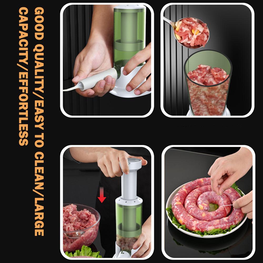 Household Sausage Stuffer,Manual Labor-saving Efficient Meat Tool with 4 Tubes,Food-grade Kitchen Homemade Sausage Machine