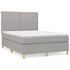Box Spring Bed with Mattress Light Grey 140 x 200 cm Fabric