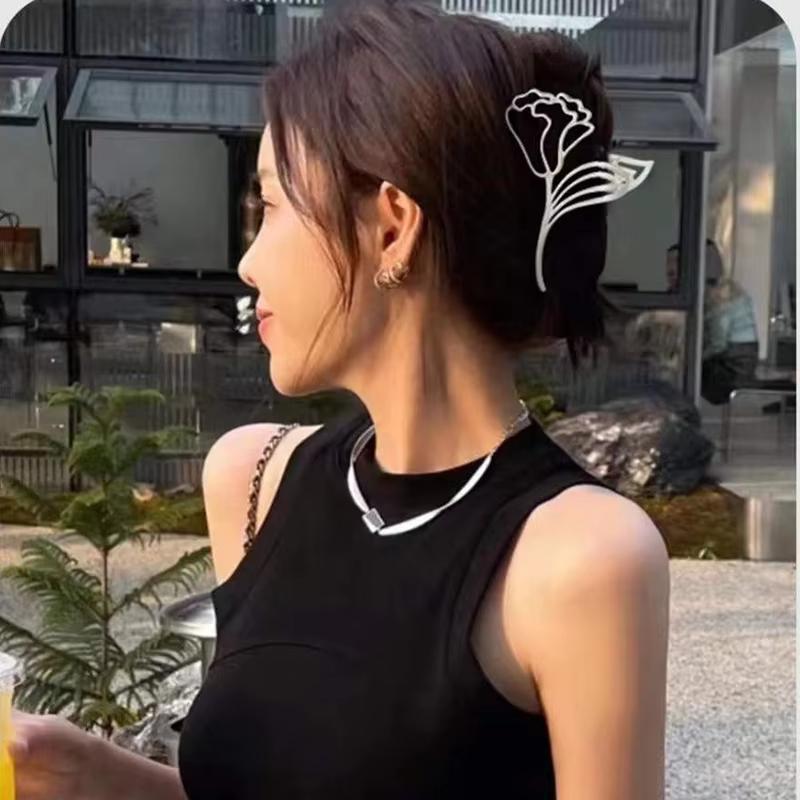 

Женские Большие Элегантные Металлические Серебристые Заколки-Клешни для Волос для Умывания, Новинка, Заколки для Волос в Панк-Стиле, Заколки-Автоматы, Зажимы для Волос для Девочек, Заколки