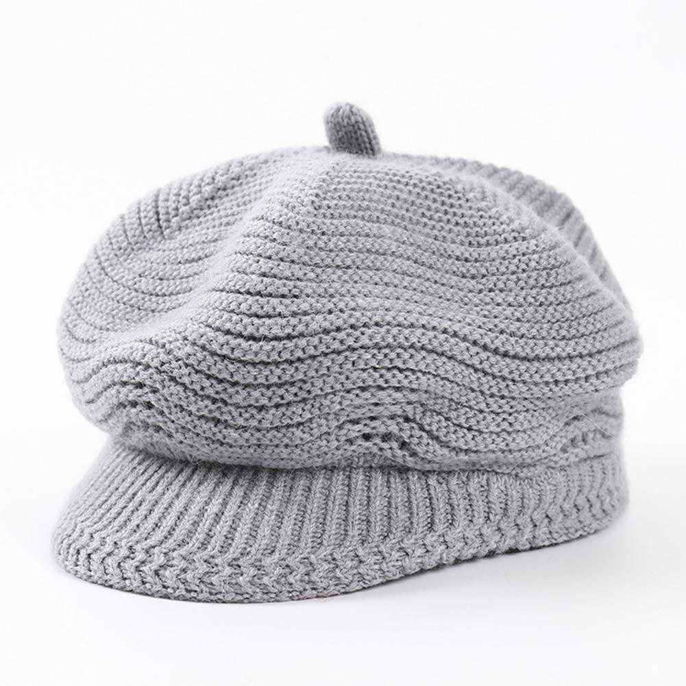 Women Knitted Cap Peaked Octagonal Beret Cap Fashionable Winter Autumn Hat