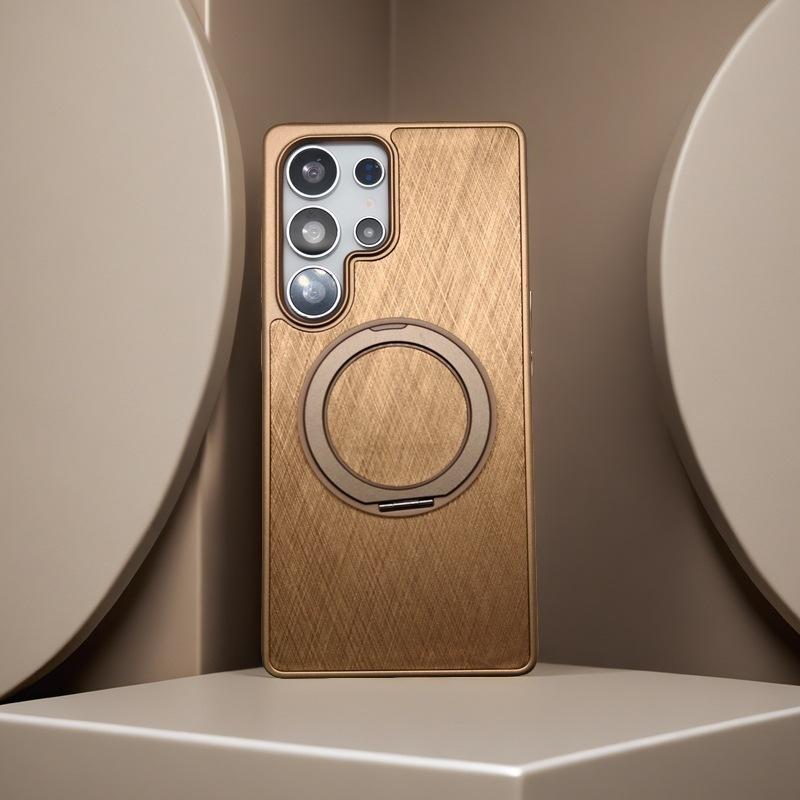 Suitable for Samsung S25ultra Mobile Phone Case Wood Grain 360 Rotating Magnetic Bracket Fashionable S25 Mobile Phone Protection Case