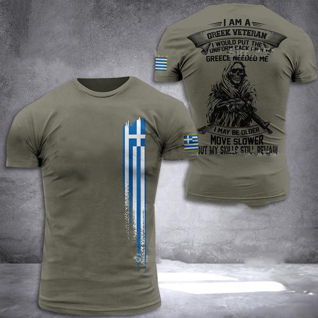 

Мужская футболка Hellas с геометрической линией, флаг Греции, национальный герб, мужская футболка с принтом, большая уличная повседневная мужская футболка XXL слоновая кость