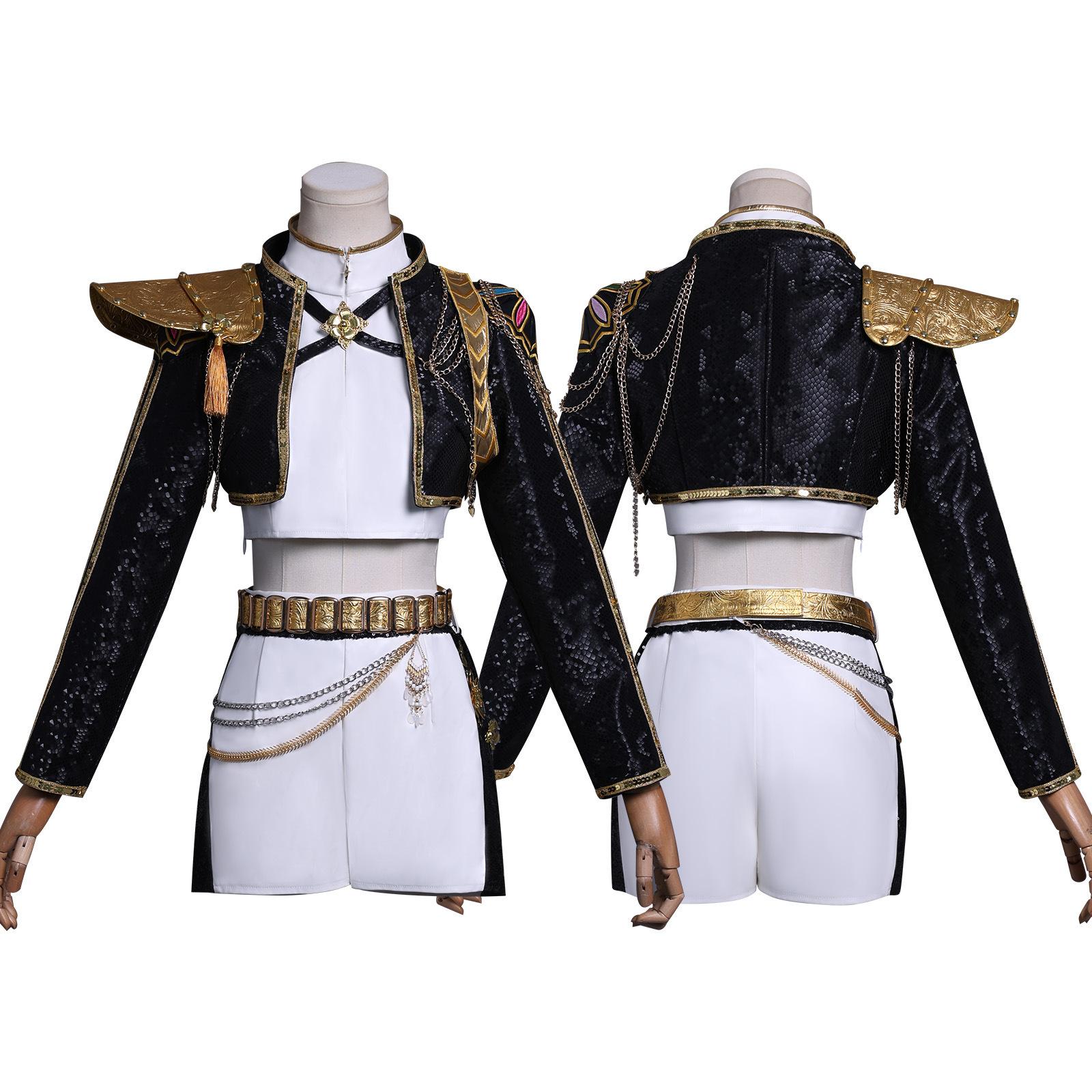 Envoi Urgent Zoey Mira Rumi Cosplay Perruque de Cosplay Femmes Enfant Fille Costume Noir Doré Halloween XL gray