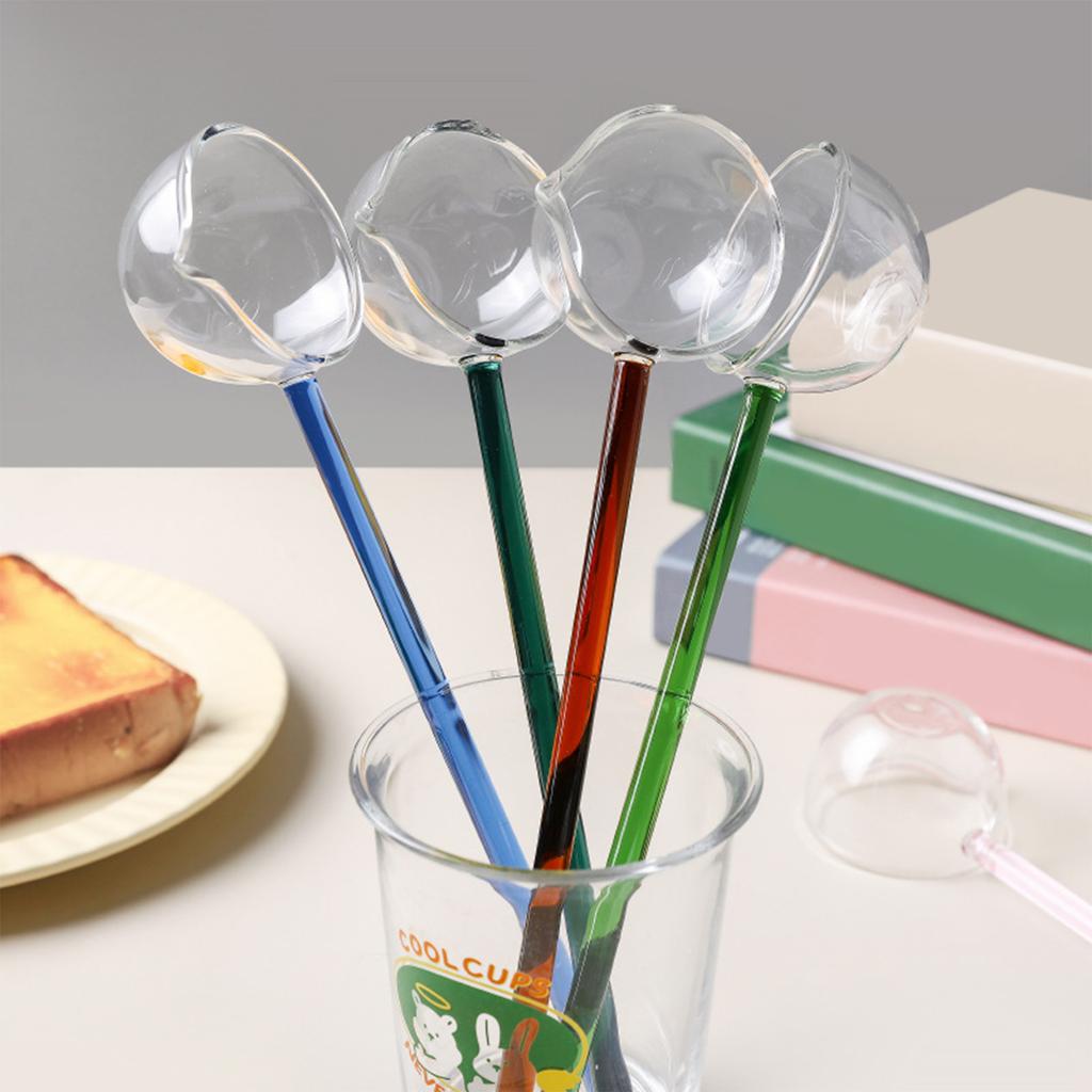 2 Stück Hitzebeständiges Glas Schöpfkellen-Set Klar Langer Griff Suppenkelle Löffel zum Servieren und Umrühren von Kaffee