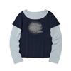 INTERCREW Women'S Layered Boat Neck Long-Sleeve Tee Navy Ita1Tr53Ana