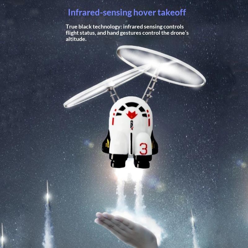 Cartoon Astronaut Induction Flying Toy Smart Suspension Rotary Luminous Flying Figure Toy For Kids Outdoor Indoor Play Toys