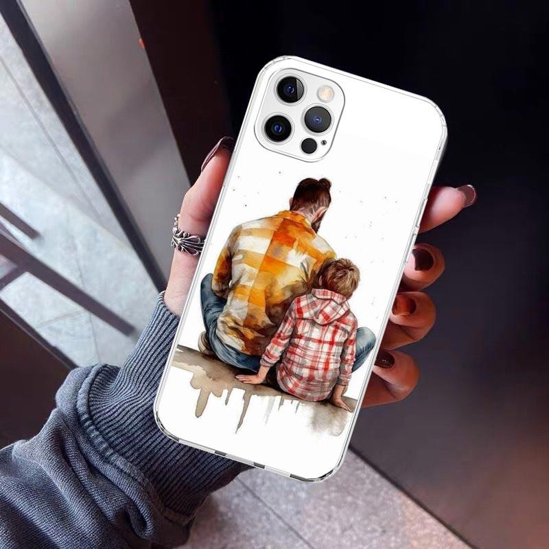 Dad And Baby Girl Boy Phone Case For iPhone 17 Air 11 13 Mini 14 15 Plus 16 12 Pro Max 16E SE 7 8 Pattern Soft TPU Back Cover 1