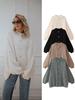 Chic European & American Style Women's Loose Round Neck Cardigan with Metal Buttons
