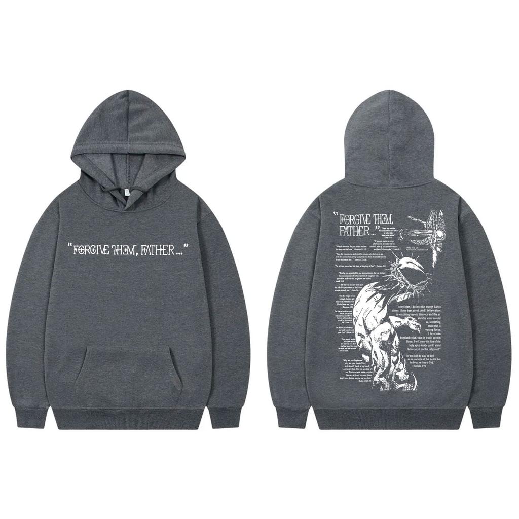 Christian Religious Jesus Forgive Them Father Hoodie Fashion Vintage Hooded Sweatshirts Men's Women's Casual Oversized Pullovers
