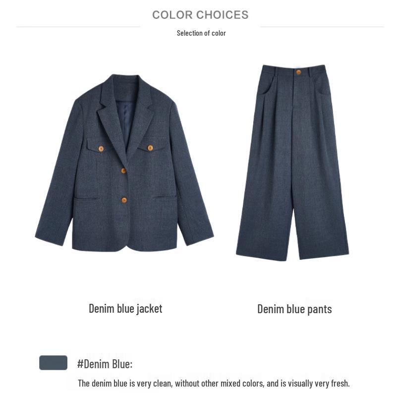 2026 Spring & Autumn Old Money Style Two-Piece Set: Fashion Suit Jacket with Wide-Leg Pants