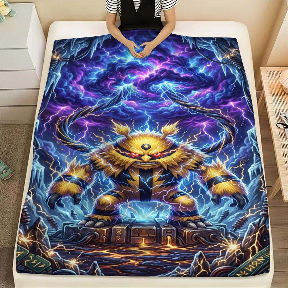 

Warm Print Flannel Blanket Pokemon Theme Comfortable Throw for Bed Couch Sofa Chair Travel Picnic Portable Blanket-Xin 75x90cm