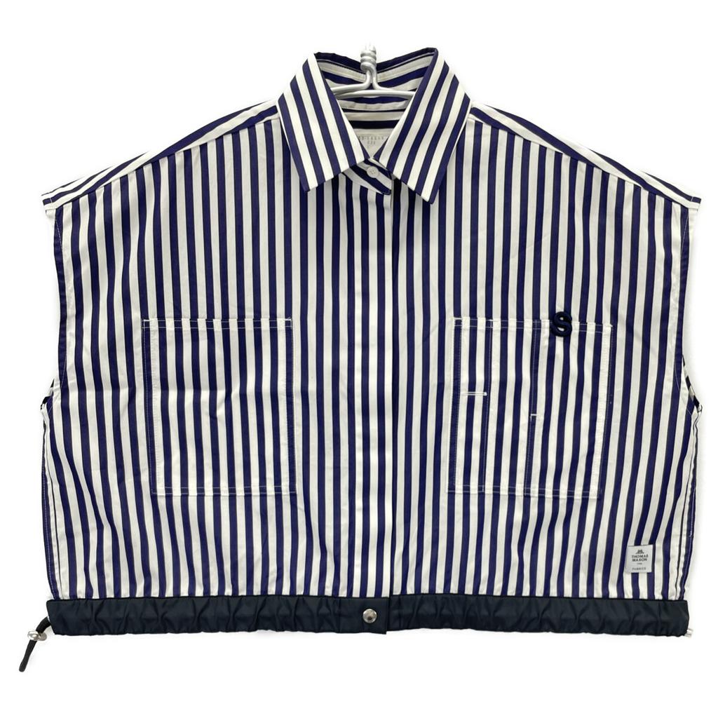 sacai 23-06505 23 Stainless Steel Blue x White Thomas Mason Striped Short Sleeve Shirt tops 1 Blue x whiteUsed