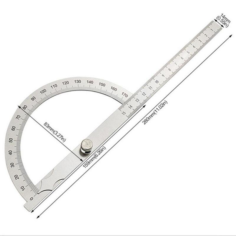 180 Graders Gradvinkelmätare Metalllinjal Vinkelmätare Rostfritt Stål Vinkelmätare Vinkelmätare Vinkelsökare Goniometer Vinkelöverförare