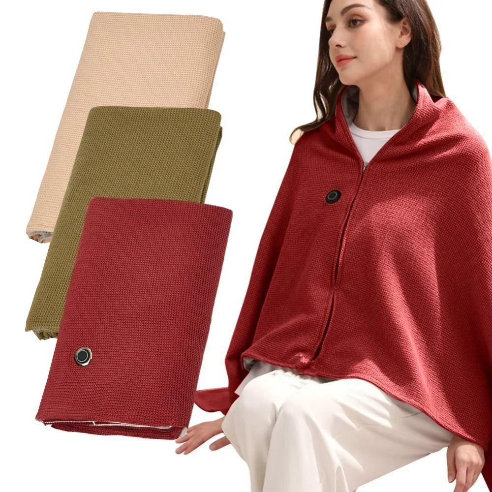 Wearable Electric Heated Blanket Zipper Closure Body Warmer Wrap Heating Large Shawl  Travel