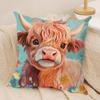 Scottish Highland Cow Cushion Cover Soft Plush Fabric DoubleSided Printed Cushion Covers for All Seasons Modern HomeDecor Gift