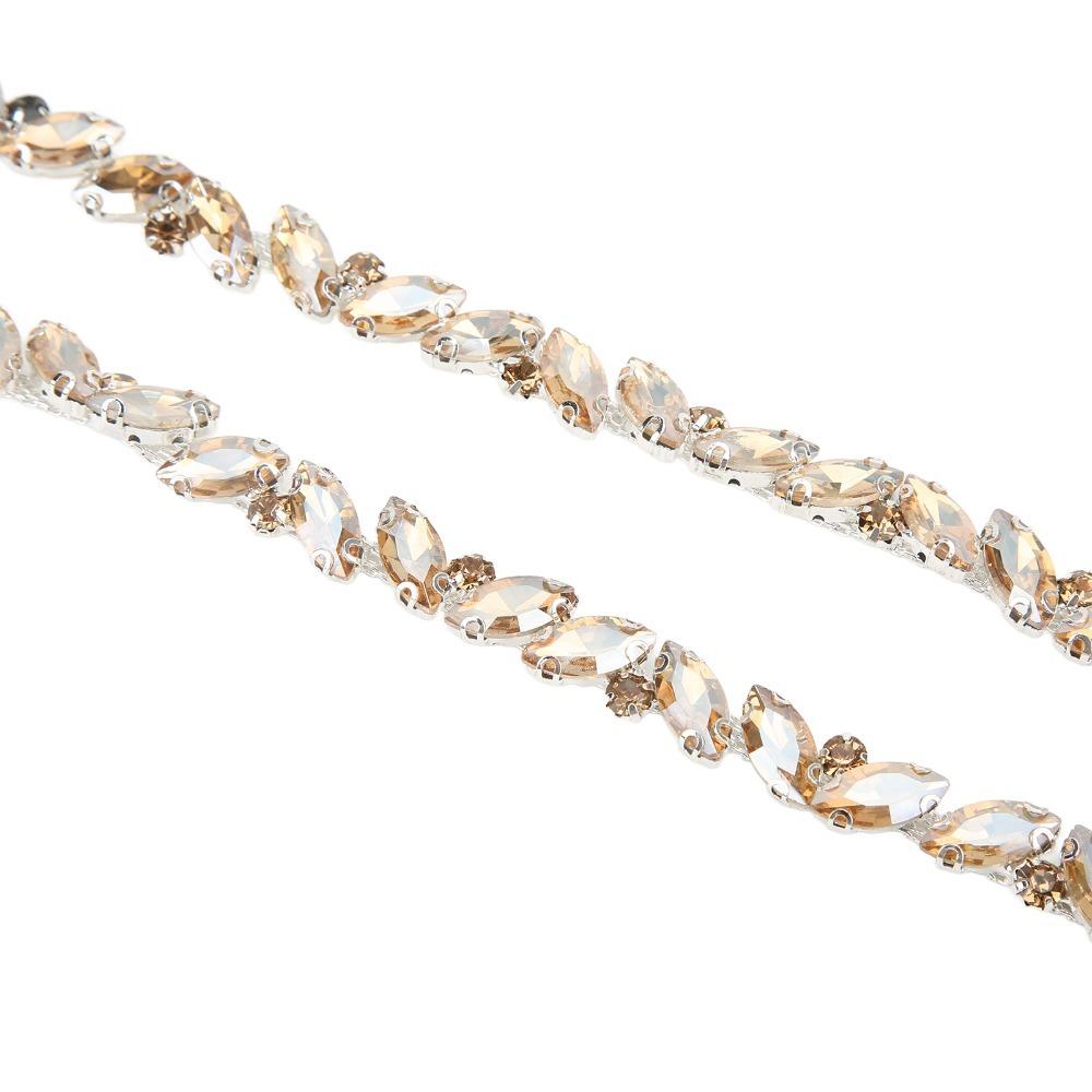 1pcs Single Row Bling Rhinestone Trim 10MM Leaf Shape Crystal Chain Rhinestone Chain Trim Craft DIY