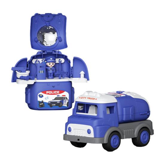 

Игрушечные машинки для малышей, набор аварийных машин, городские игрушки, 3 в 1, рюкзак-машинка, дисплей синий