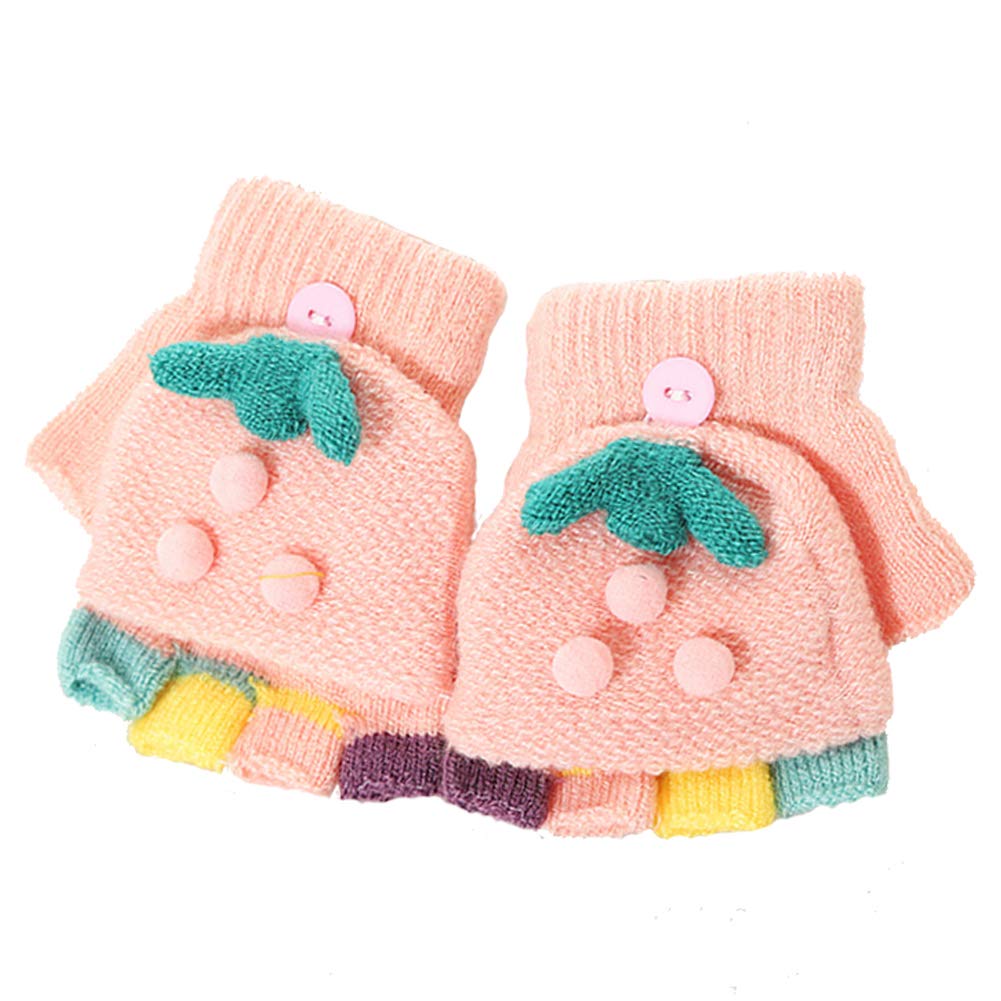 eigenn Knit Gloves for Boys and with Mitten Fingerless and Warm and Warm for Snow and More Kids' Babies, Girls, Covers, Half-Finger, Play, School,