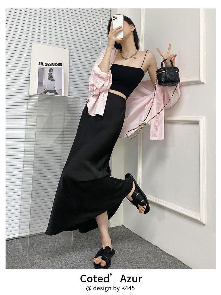 Spring/Summer Southeast Asia Slimming Satin Mermaid Skirt