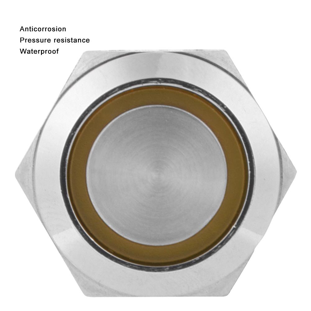 2 Stück Gelber Flacher Selbstrückstellender 4-Pin Taster mit Licht DC 12V ~ 24V für IP65 Schutz