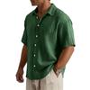 Men’s Loose Fit Casual Cotton Crinkle Texture Shirt Short Sleeve Button Down Collared Top for Everyday Wear
