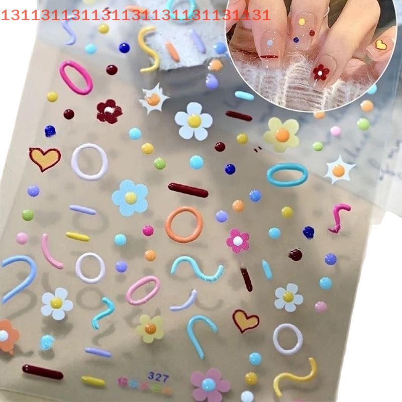 Acrylic Self-Adhesive Nail Art Decals for Decor 5D Embossed Nail Stickers Colorful Floral Petal & Butterfly Design