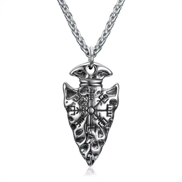 Wind Viking Nordic Necklace Triangular Compass Titanium Steel Chain Men'S Trendy Cool Jewelry