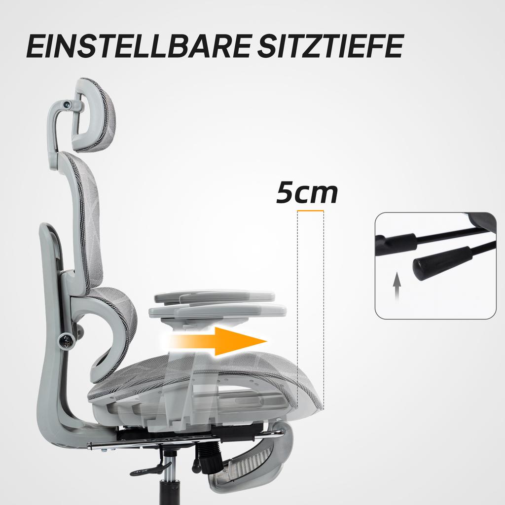 Multi-Adjustable Mesh Office Chair - Grey